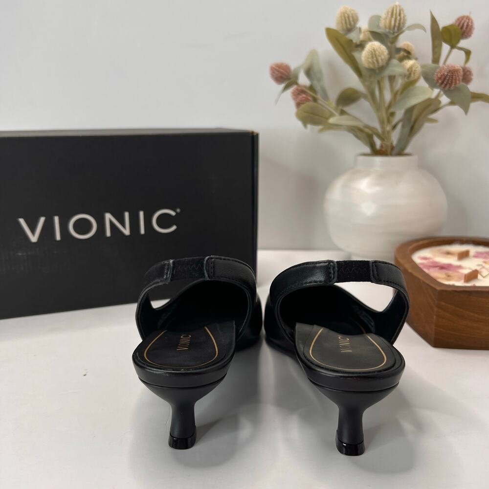 Vionic Ziva Nappa Leather Slingback Shoes Black I2370L1001 Women's 6M Light Wear - Picture 4 of 11